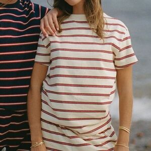 New PARKE Firecracker Stripe Short Sleeve T-Shirt Tee in Stripes